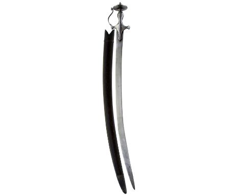 82cm curved blade, characteristic hilt with elongated langets, domed quillons, the scrolling knuckle guard with Yali terminal