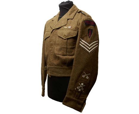 comprising Royal Marine Sergeant's Battle Dress blouse with Royal Marine Commando shoulder titles and dagger badge, rank stri