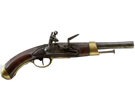 9.25inch barrel with steel belthook to the left side, the lock marked Mre Rle de Tulle, steel ramrod. Light pitting to barrel