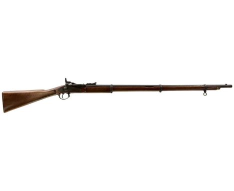36.5inch sighted barrel fitted with ramp and ladder rear sights, the lock stamped 1860 over ENFIELD and with a crown over VR 