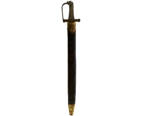 massive 60cm blade with Ordnance stamps, brass hilt with D-shaped knuckle guard, otter's head pommel, contained in its brass 
