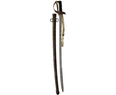 87cm curved fullered blade by WEYERSBERG, with various ordnance stamps and dates at the forte, regulation steel bowl guard pi