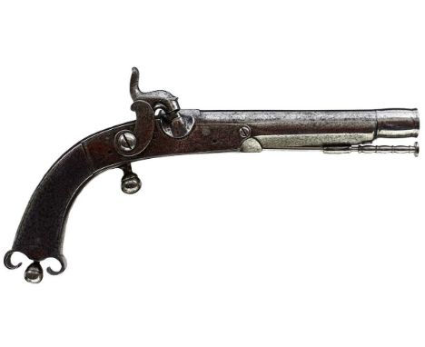 6.25inch three-stage barrel, border and scroll engraved lock signed SMITH &amp; SON, full stocked with ram's horn butt, butto