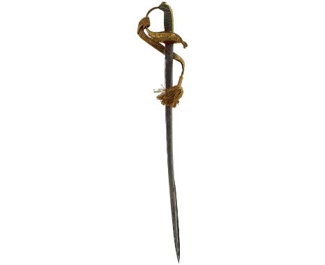 71.5cm curved pipe backed blade with spear point, etched with scrolling foliage, crowned Austrian arms and a crowned fouled a