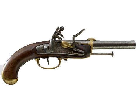 7.5inch barrel, the lock marked M Rle de Tulle, belt hook fitted to the left side. Light pitting on barrel and backstrap. See