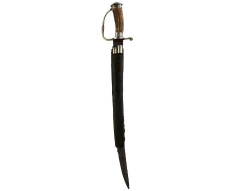 47cm stained blade stamped with a King's head to either side, characteristic silver hilt with D-shaped knuckle guard and step