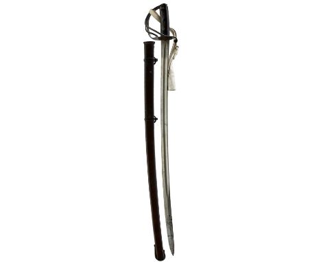 89cm slightly curved fullered blade with an Ordnance and WKC stamp at the forte, regulation three-bar steel hilt, field-grip 