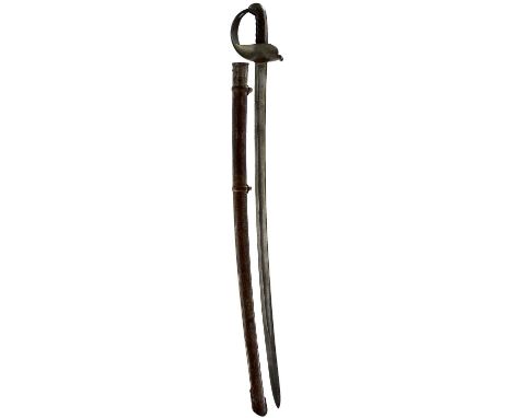92.5cm curved fullered blade with various ordnance stamps and ENFIELD 1837 on the back edge, regulation steel bowl hilt stamp