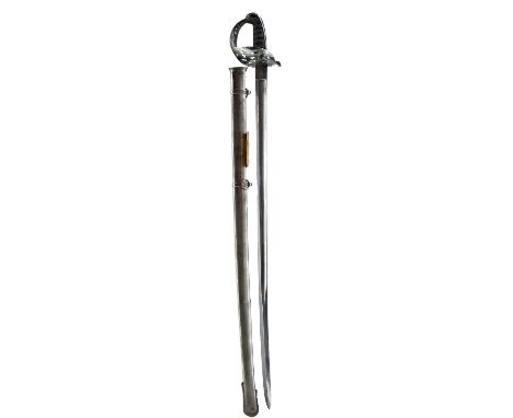 90.5cm plain fullered blade stamped with the serial no. 5099 on the back edge, regulation pierced steel hilt, wire bound fish