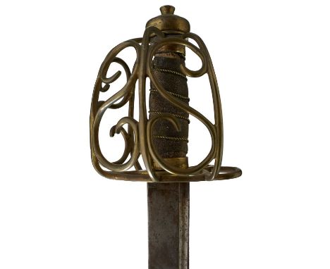 86cm fullered blade with anchor form stamp to either side and an arrow stamp at the forte, regulation brass hilt composed of 