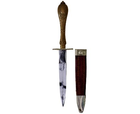 12.5cm double edged blade with spear point marked J. Burnand &amp; Co. 31, Netherthorne St, Sheffield’ and retaining most of 