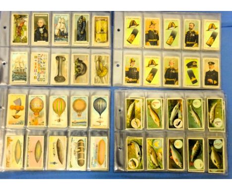 Cigarette cards, 10 complete sets including Wills Nelson Series, Naval Dress & Badges, Fish & Bait, Aviation, Godfrey Phillip