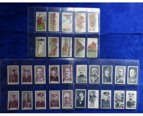 Cigarette cards, Wills Scissors, 5 sets and 1 near set, Britain's Defenders red descriptive backs, Britain's Defenders Orange