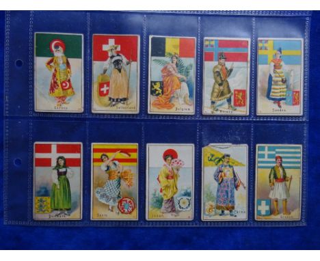 Cigarette cards, Cope Flags Arms & Types of all Nations, set 24 cards plus one variation number 21 where the number is in a d