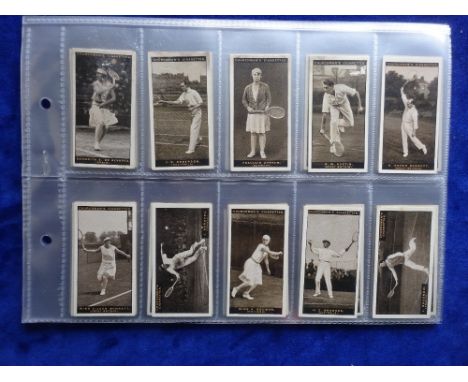 Cigarette cards, Churchman Lawn Tennis smaller sized, set 50 cards (8 cards numbers 1 2 3 4 26 27 28 29 water damaged, 42 car