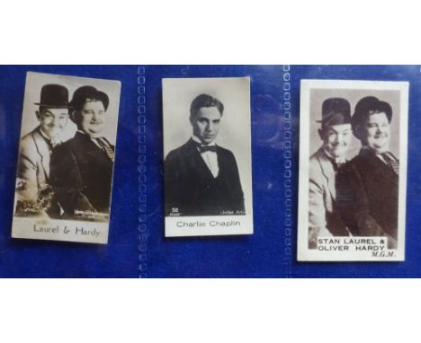 Trade cards, 3 cards Facchino Cinema Stars number 26 Laurel & Hardy (gd/vg), De Beukalaer (2) Laurel & Hardy (stain on back) 