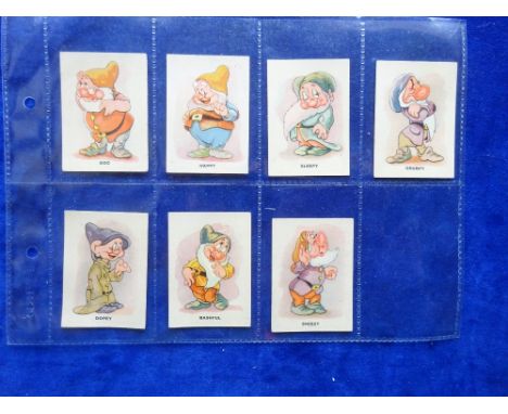 Cigarette cards, La Ideal Cigarillos, Serie 22 Walt Disney Characters, 7 cards numbers 1-7 each card featuring one of the Sev