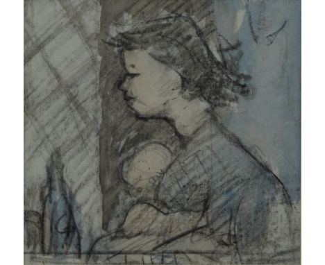 ANDRE BICAT (1909-1996), A Portrait Study, watercolour and pastel, unsigned, mounted only. 13.5 x 14 cm.Provenance - From the