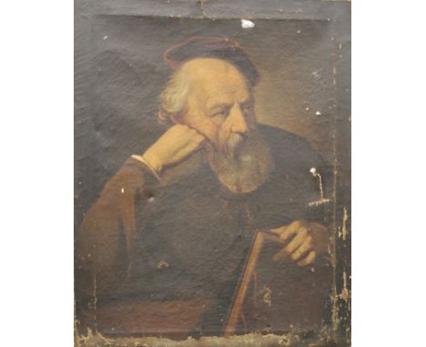 CONTINENTAL SCHOOL (18th/19th century), A Portrait of a Pensive Gentleman Holding a Book, oil on canvas, unframed. 63 x 79 cm