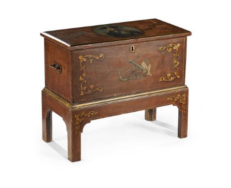 the top painted with a portrait of Horatio Nelson with initials H N, on a matching stand71cm wide, 60cm high, 35cm deep