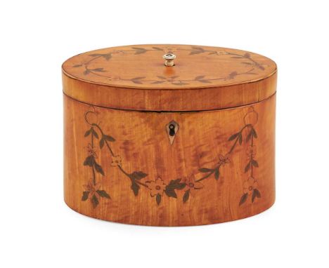 inlaid with flower garlands and swags, opening to two lidded compartments, with ivory handles19cm wide, 13cm high, 11cm deepF