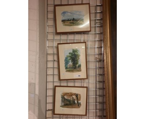 S E WILKINSON (ENGLISH ARCA) ''HOVINGHAM CHURCH, GREEN LANE, CHISTLEHURST ''BISHOP MONKTON WATERCOLOUR 17CMS X 22CMS 26CMS X 
