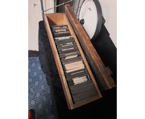 QUANTITY OF MAGIC LANTERN SLIDES IN WOODEN BOX