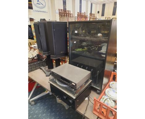 COLLECTION OF STEREO EQUIPMENT TO INCLUDE NAD DISC P-LAYER, TECHNICS TURNTABLE &amp; MARANTZ AMP WITH CABINET &amp; SPEAKER T