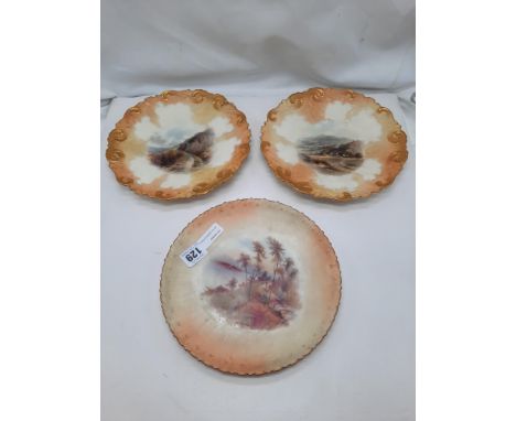 THREE ROYAL WORCESTER PLATES SOME SIGNED