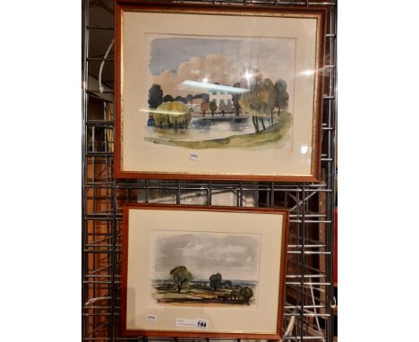 S E WILKINSON (ENGLISH ARCA) ''BISHOP MONKTON'' NORTH YORKSHIRE 1976 - WATERCOLOUR (2) 16CMS X 25CMSX &amp; 27CMS X 35CMS