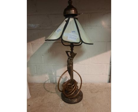 BRONZE MOREAU NEOCLASSICAL FIGURAL TABLE LAMP - SHADE IS A/F - SIGNED
