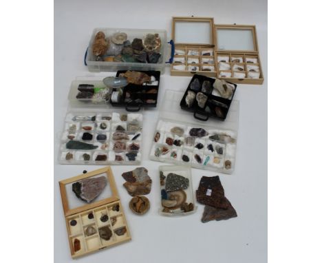 A large collection of minerals and other geological specimens. Extensive and various, including agates, tourmaline, jasper, b
