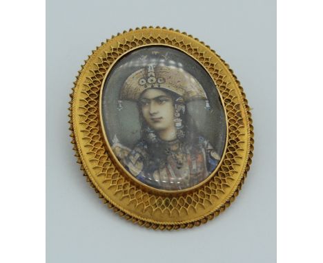 A portrait of a young Indian gentleman in gold frame. Former property of the European Consul General to Calcutta pre WWI, 4.5