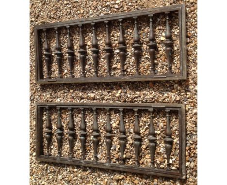 A PAIR OF 19TH CENTURY HEAVY BRONZE WINDOW GRILLSWith turned columns in a Rectangular frames
&nbsp;