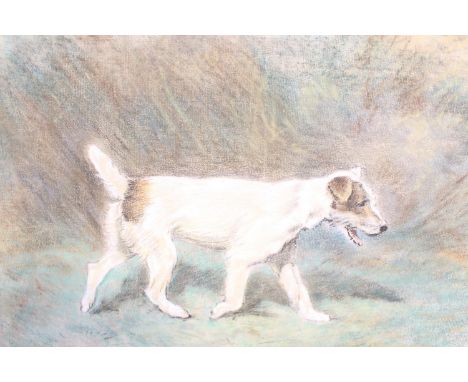 Follower of Cecil Aldin, terrier pastels and portrait of a terrier head in painted frame (2)