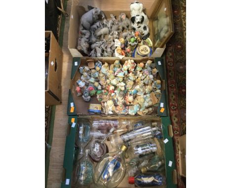 Collection of approx forty cherished teddies, six Goebel figures, pair of Staffordshire dogs, approx twenty two elephant figu