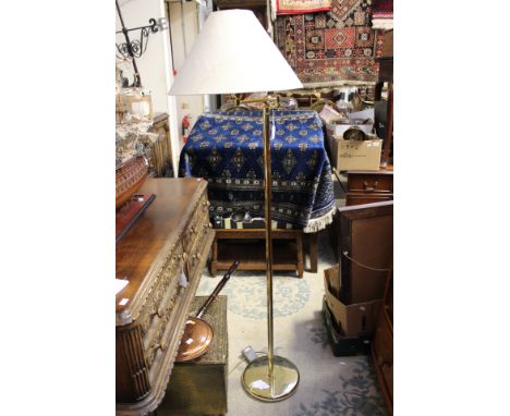 Brass standard lamp with adjustable light position, with shade