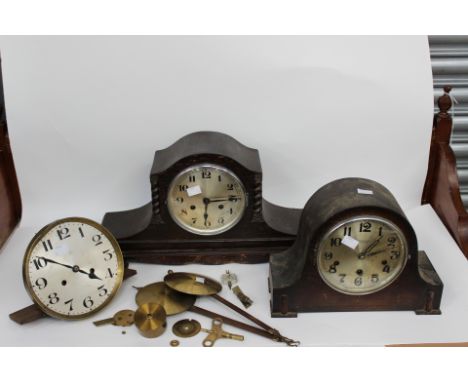 Mantle clocks, 1920 and 1940, with keys (af) a wall clock Junghams, two pendulums 