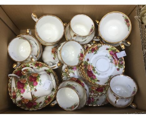 Royal Albert 'Old Country Roses' tea service, eighteen cups and saucers - coffee cups and teacups, ten tea plates and dessert