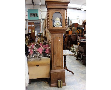 A John Drew London brass lantern clock and a later long case clock case 