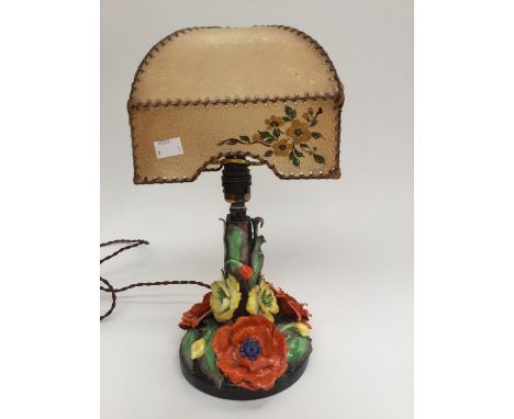 Floral encrusted lamp base and shade, Art Deco style (1) 