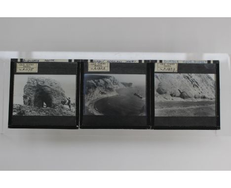 Two wooden cases containing glass/lantern slides relating to geology (2)