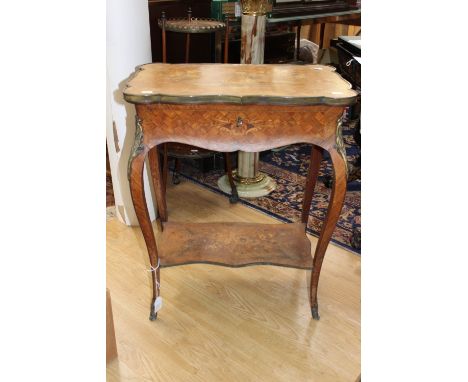 A 19th Century French marquetry two tier sewing/toilet table