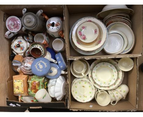 Ridgway tea wares and fruit set, together with a hunting interest tea service, Wedgwood Jasper ware, cottage ware, fruit sets