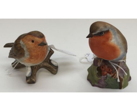 A Royal Worcester Robin figure, No. 3197, hand painted; together with a Goebel figure of a Robin No. 3801, hand painted (2) 