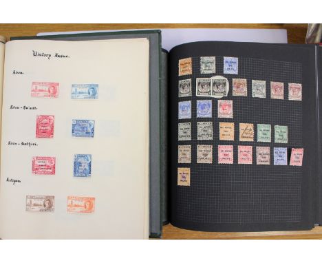 A British Commonwealth stamp collection in two albums plus unsorted loose. Includes Penny Black and overstamps.
