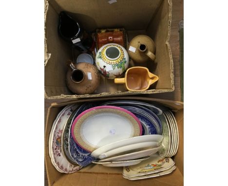 A Royal Worcester 19th Century fruit comport, a collection of blue/white plates, Spode blue Italian Booths and also Masons, e