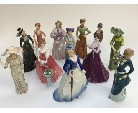 Collection of Goebel ladies of fashions figures; together with Coalport 'Thinking of You', Royal Doulton 'Alexandra' (12) 