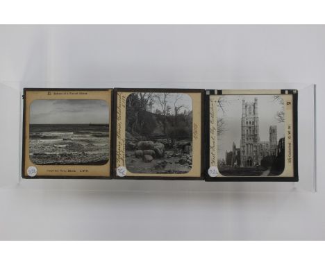 Six boxes of glass/lantern slides of English scenes, including Derbyshire 