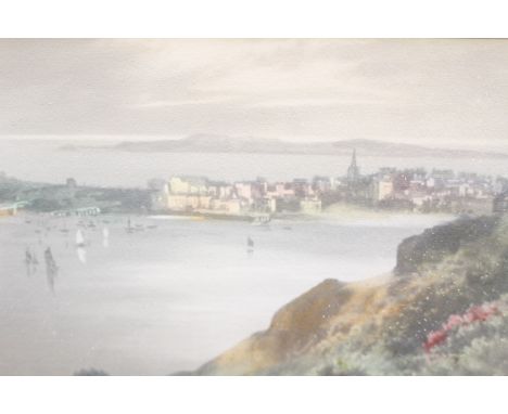 Tenby by C. Russell and a Coalport framed ceramic 'print' of Richmond Castles (2) 